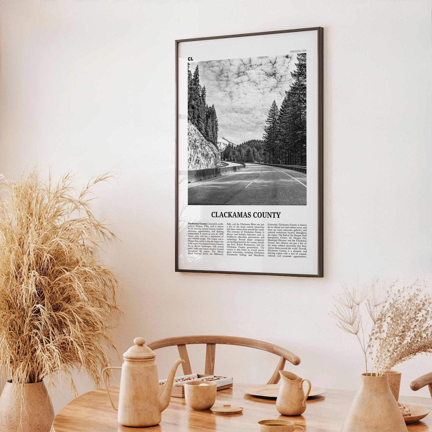 Clackamas County Print Black and White, Clackamas County Wall Art, Clackamas Poster, Clackamas Photo, Clackamas Wall Décor, Clackamas Map