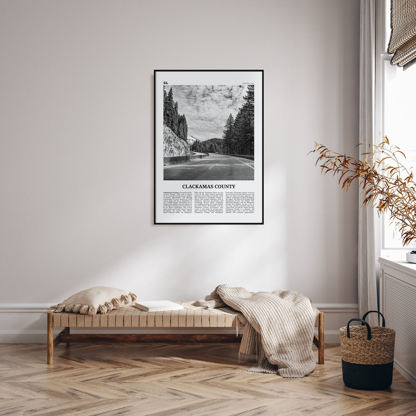Clackamas County Travel B&W Poster