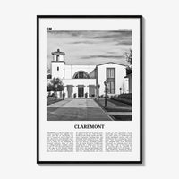 Claremont Print Black and White, Claremont Wall Art, Claremont Poster, Claremont Photo, Claremont Wall Décor, California, USA, United States