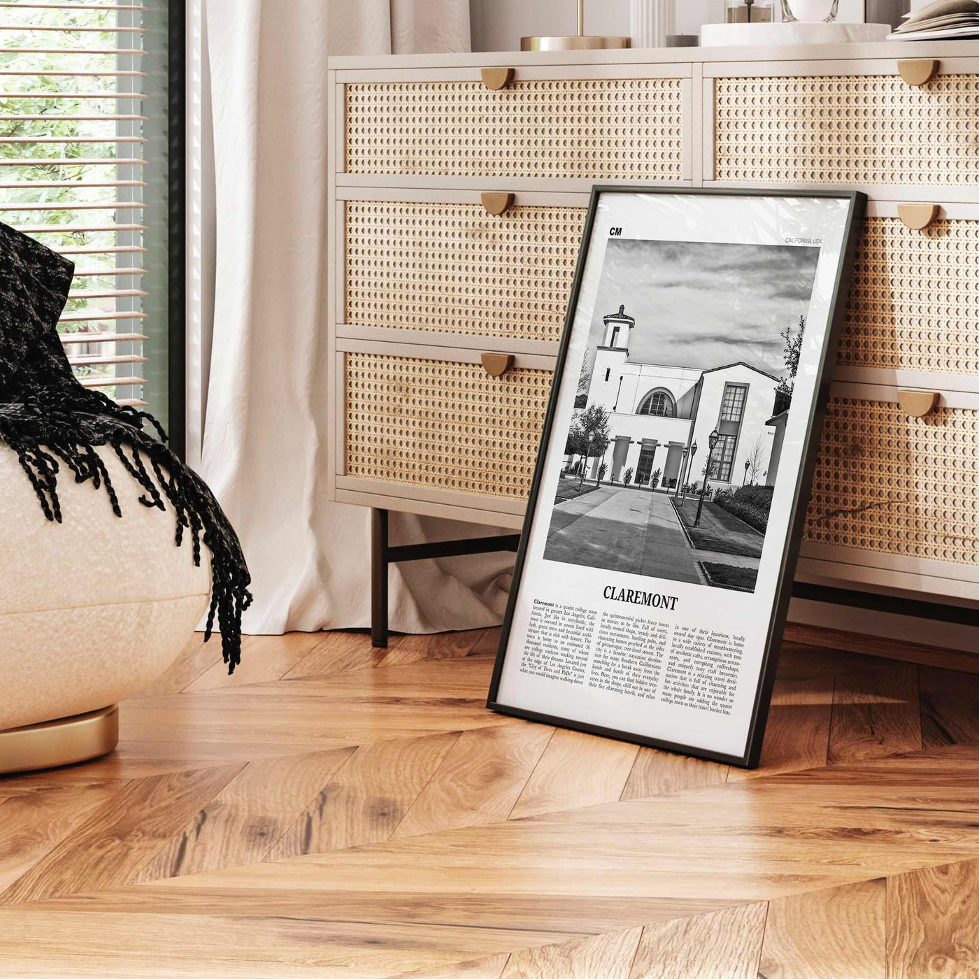 Claremont Print Black and White, Claremont Wall Art, Claremont Poster, Claremont Photo, Claremont Wall Décor, California, USA, United States