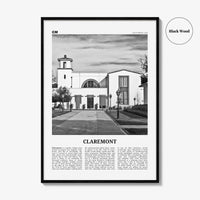 Claremont Print Black and White, Claremont Wall Art, Claremont Poster, Claremont Photo, Claremont Wall Décor, California, USA, United States