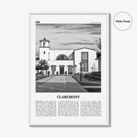 Claremont Print Black and White, Claremont Wall Art, Claremont Poster, Claremont Photo, Claremont Wall Décor, California, USA, United States