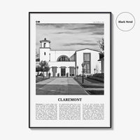 Claremont Print Black and White, Claremont Wall Art, Claremont Poster, Claremont Photo, Claremont Wall Décor, California, USA, United States