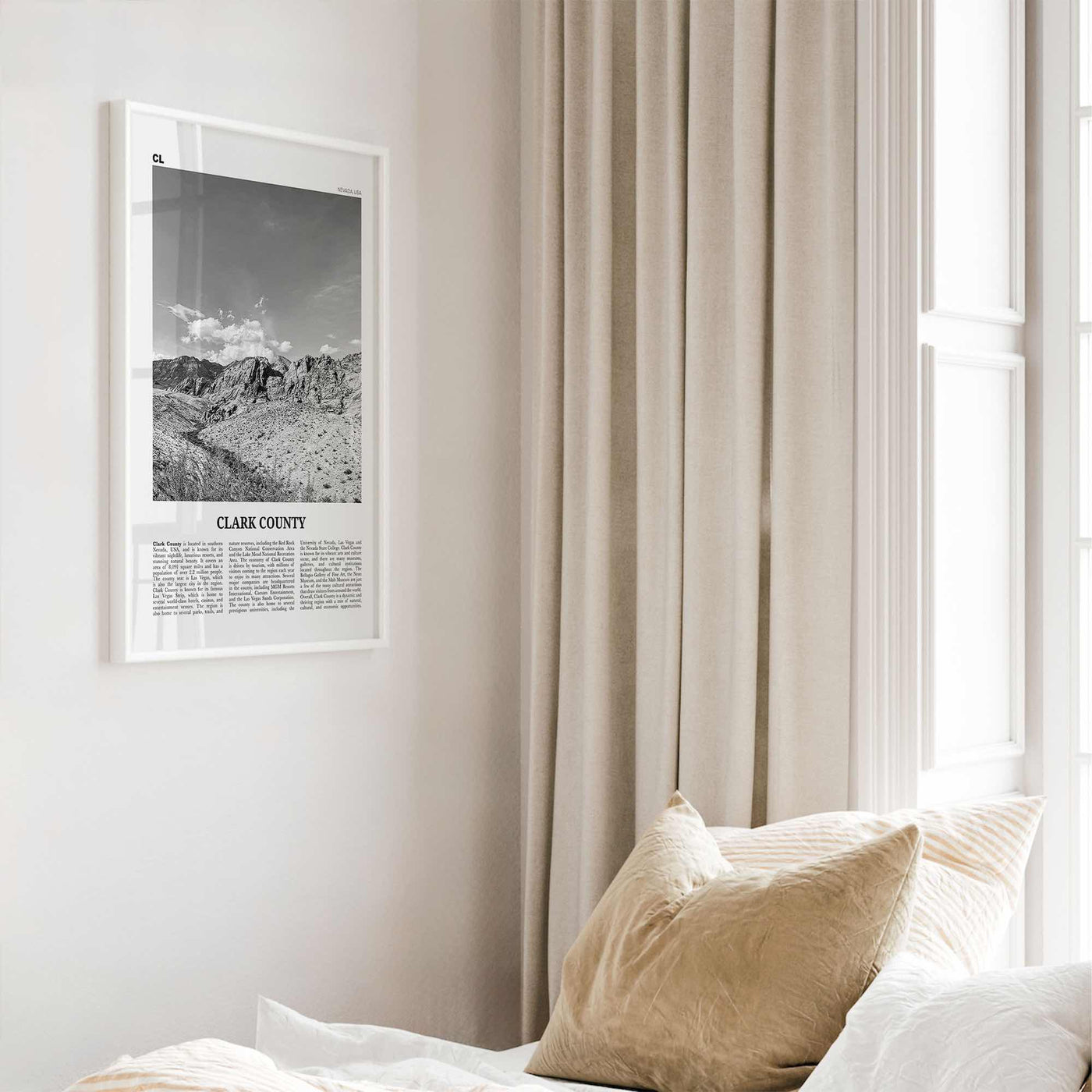 Clark County Print Black and White, Clark County Wall Art, Clark County Poster, Clark County Photo, Clark County Wall Décor, Clark Map