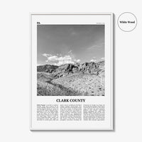 Clark County Print Black and White, Clark County Wall Art, Clark County Poster, Clark County Photo, Clark County Wall Décor, Clark Map