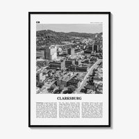 Clarksburg Print Black and White, Clarksburg Wall Art, Clarksburg Poster, Clarksburg Photo, Clarksburg Wall Décor, West Virginia, USA