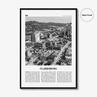 Clarksburg Print Black and White, Clarksburg Wall Art, Clarksburg Poster, Clarksburg Photo, Clarksburg Wall Décor, West Virginia, USA