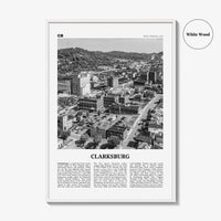 Clarksburg Print Black and White, Clarksburg Wall Art, Clarksburg Poster, Clarksburg Photo, Clarksburg Wall Décor, West Virginia, USA