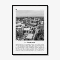 Clarksville Print Black and White, Clarksville Wall Art, Clarksville Poster, Clarksville Photo, Clarksville Décor, Tennessee, USA