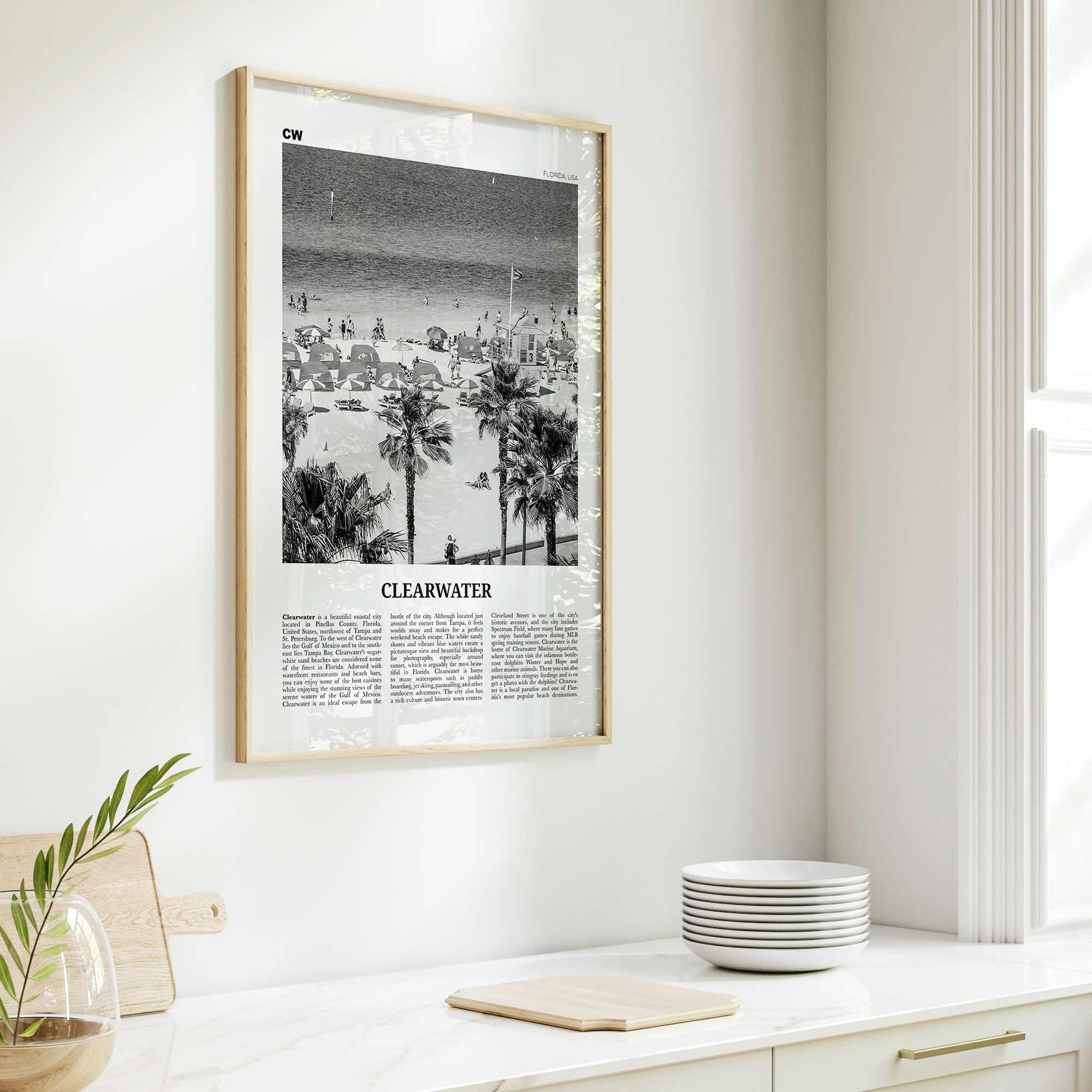 Clearwater Print Black and White, Clearwater Wall Art, Clearwater Poster, Clearwater Photo, Clearwater Décor, Florida, USA, United States