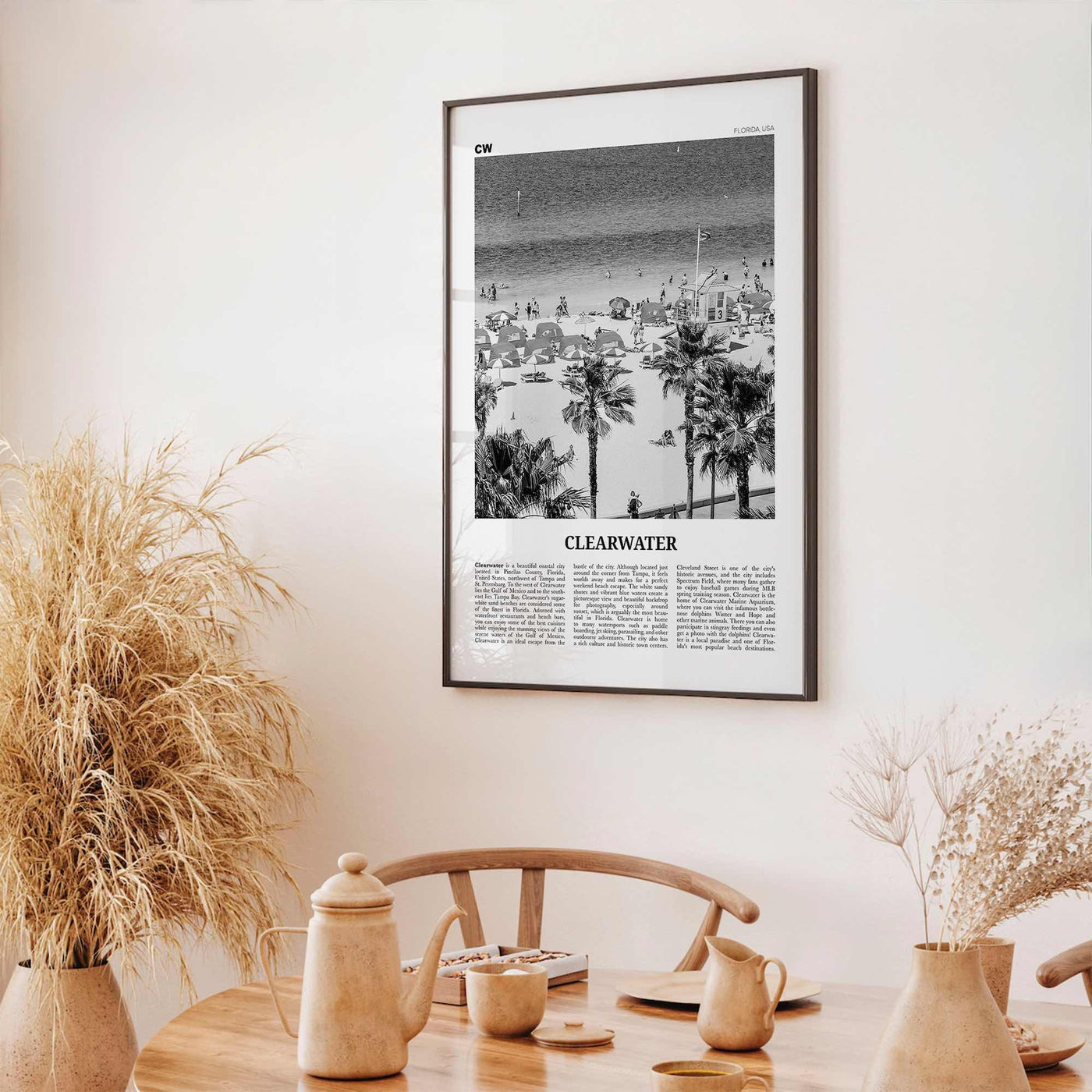 Clearwater Print Black and White, Clearwater Wall Art, Clearwater Poster, Clearwater Photo, Clearwater Décor, Florida, USA, United States