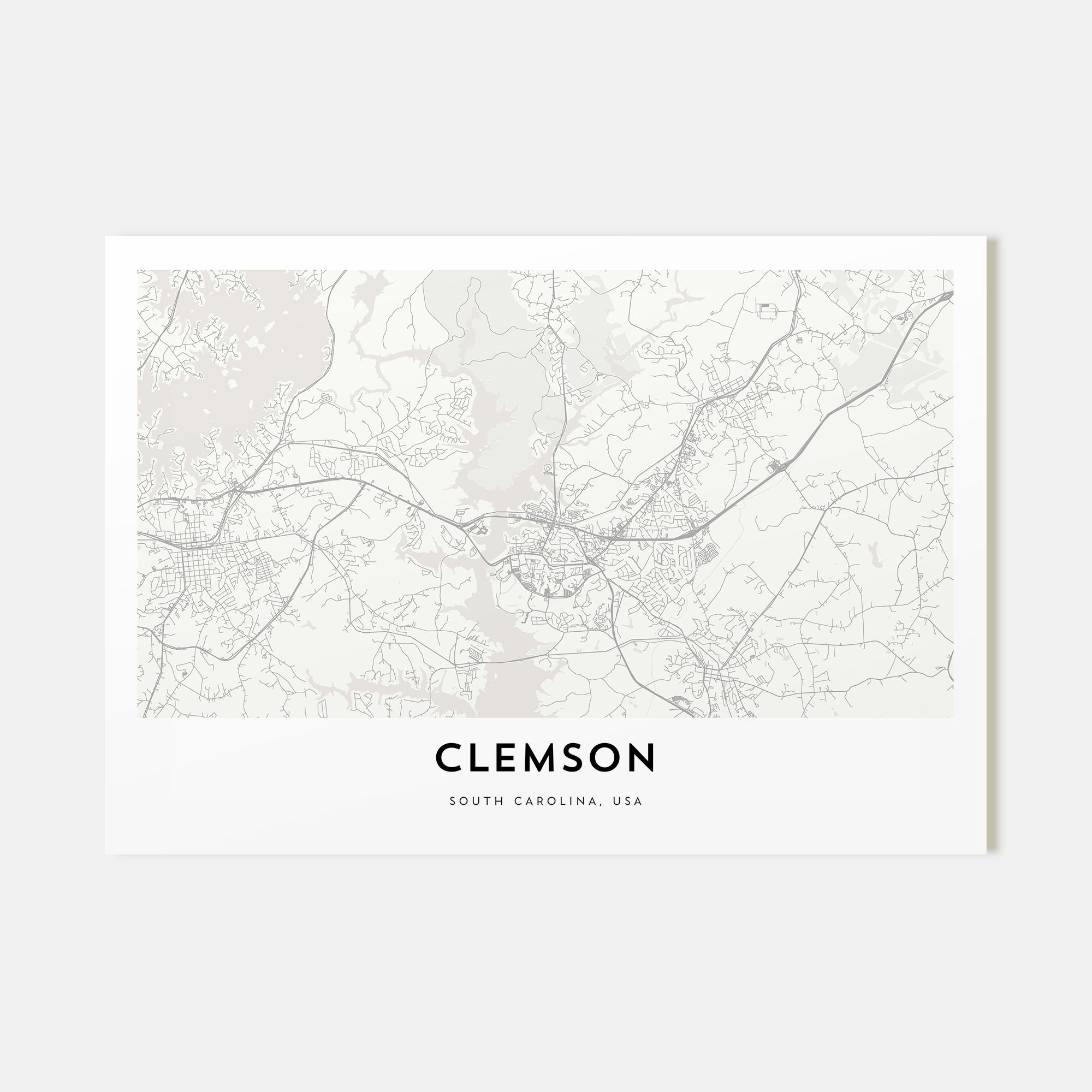 Clemson Map Landscape Poster