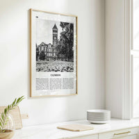 Clemson Print Black and White No 1, Clemson Wall Art, Clemson Poster, Clemson Photo, Clemson Map, South Carolina, USA, United States