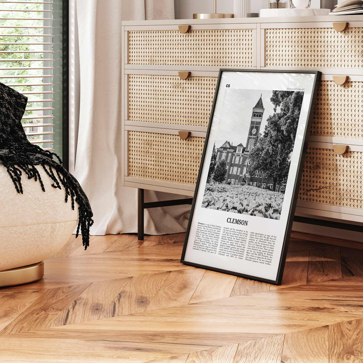 Clemson Print Black and White No 1, Clemson Wall Art, Clemson Poster, Clemson Photo, Clemson Map, South Carolina, USA, United States