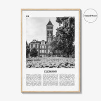 Clemson Print Black and White No 1, Clemson Wall Art, Clemson Poster, Clemson Photo, Clemson Map, South Carolina, USA, United States