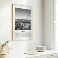 Clemson Print Black and White No 2, Clemson Wall Art, Clemson Poster, Clemson Photo, Clemson Map, South Carolina, USA, United States