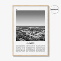 Clemson Print Black and White No 2, Clemson Wall Art, Clemson Poster, Clemson Photo, Clemson Map, South Carolina, USA, United States