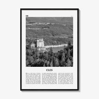 Cles Print Black and White, Cles Wall Art, Cles Poster, Cles Photo, Cles Wall Décor, Cles Map, Italy