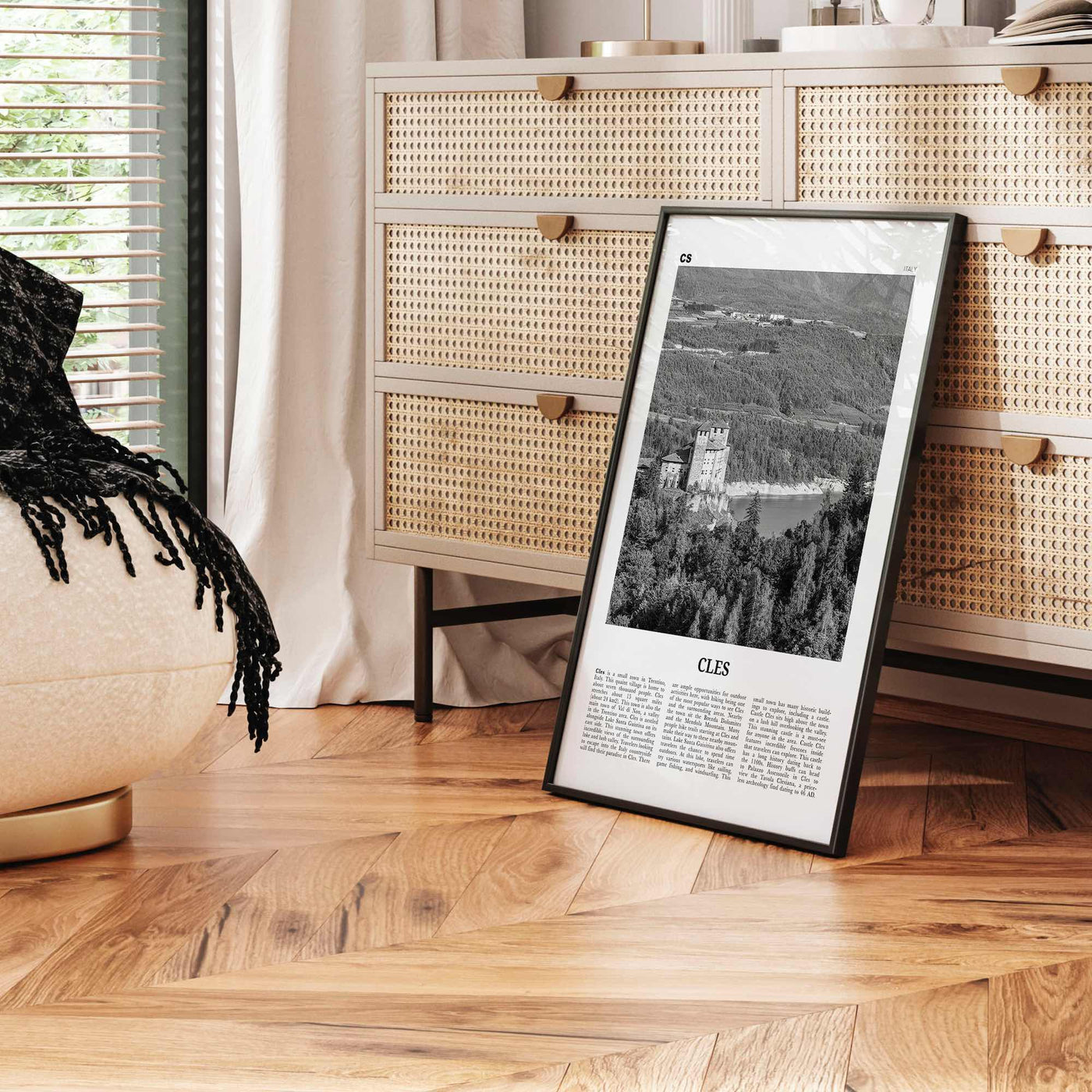 Cles Print Black and White, Cles Wall Art, Cles Poster, Cles Photo, Cles Wall Décor, Cles Map, Italy