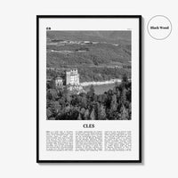 Cles Print Black and White, Cles Wall Art, Cles Poster, Cles Photo, Cles Wall Décor, Cles Map, Italy