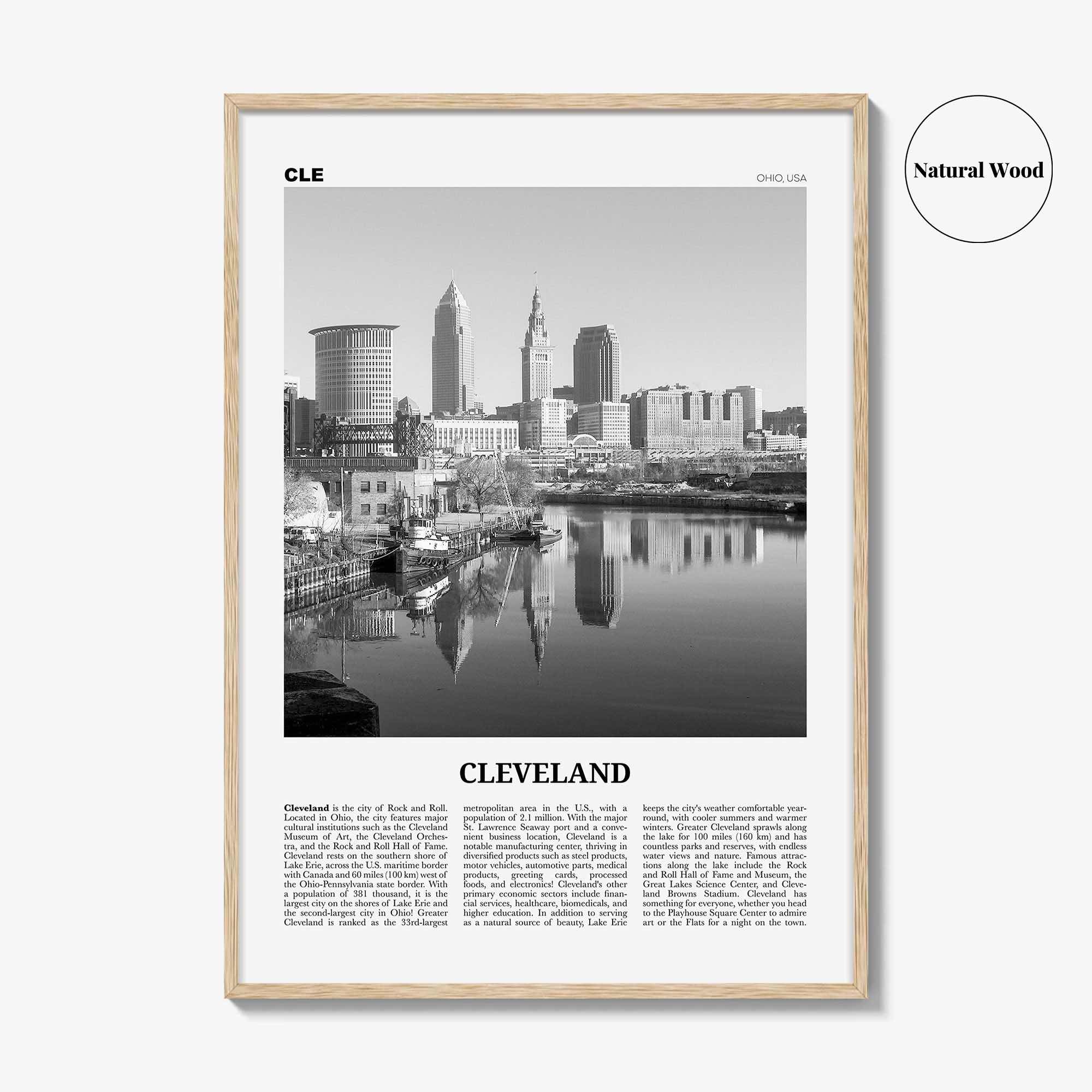 Cleveland Print Black and White No 1, Cleveland Wall Art, Cleveland Poster, Cleveland Photo, Ohio, USA, United States, North America