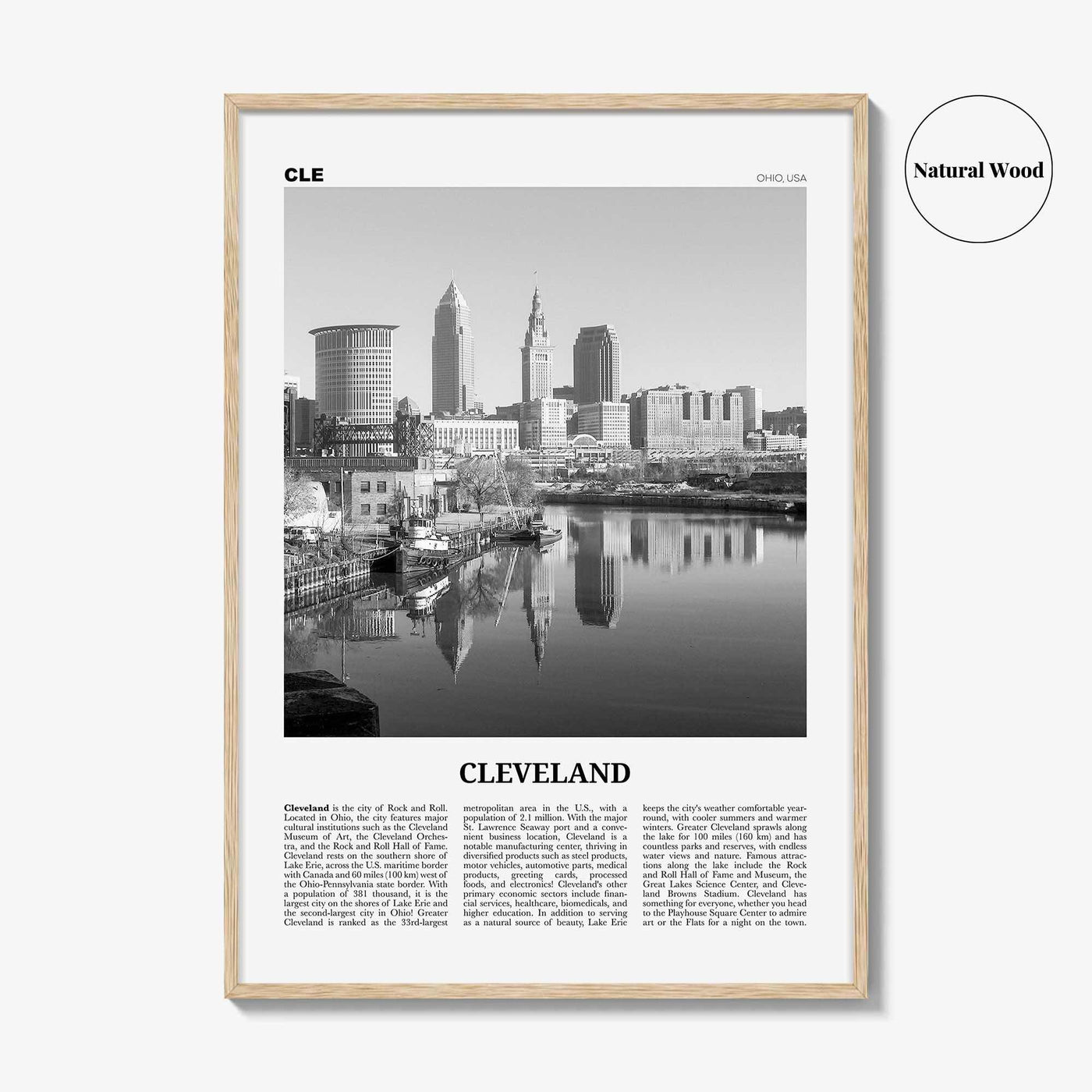 Cleveland Print Black and White No 1, Cleveland Wall Art, Cleveland Poster, Cleveland Photo, Ohio, USA, United States, North America