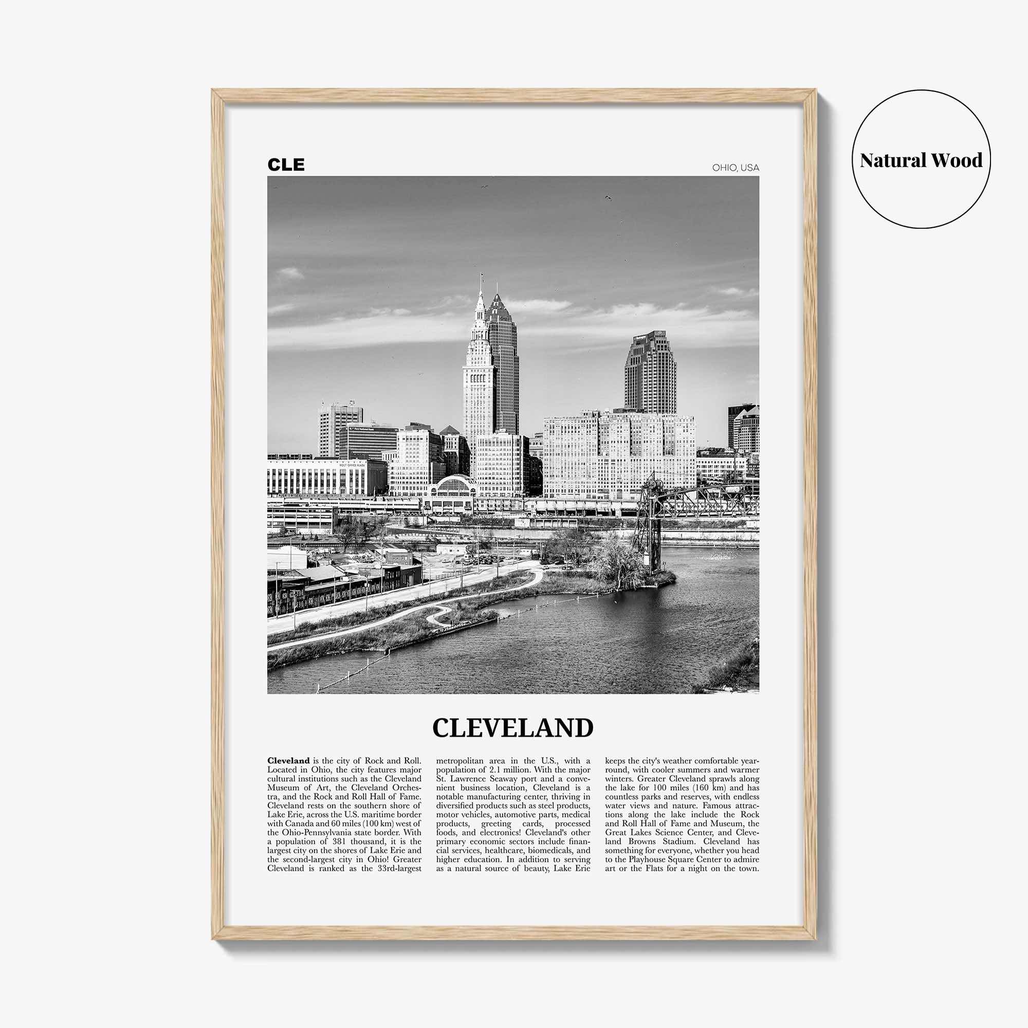 Cleveland Print Black and White No 2, Cleveland Wall Art, Cleveland Poster, Cleveland Photo, Ohio, USA, United States, North America
