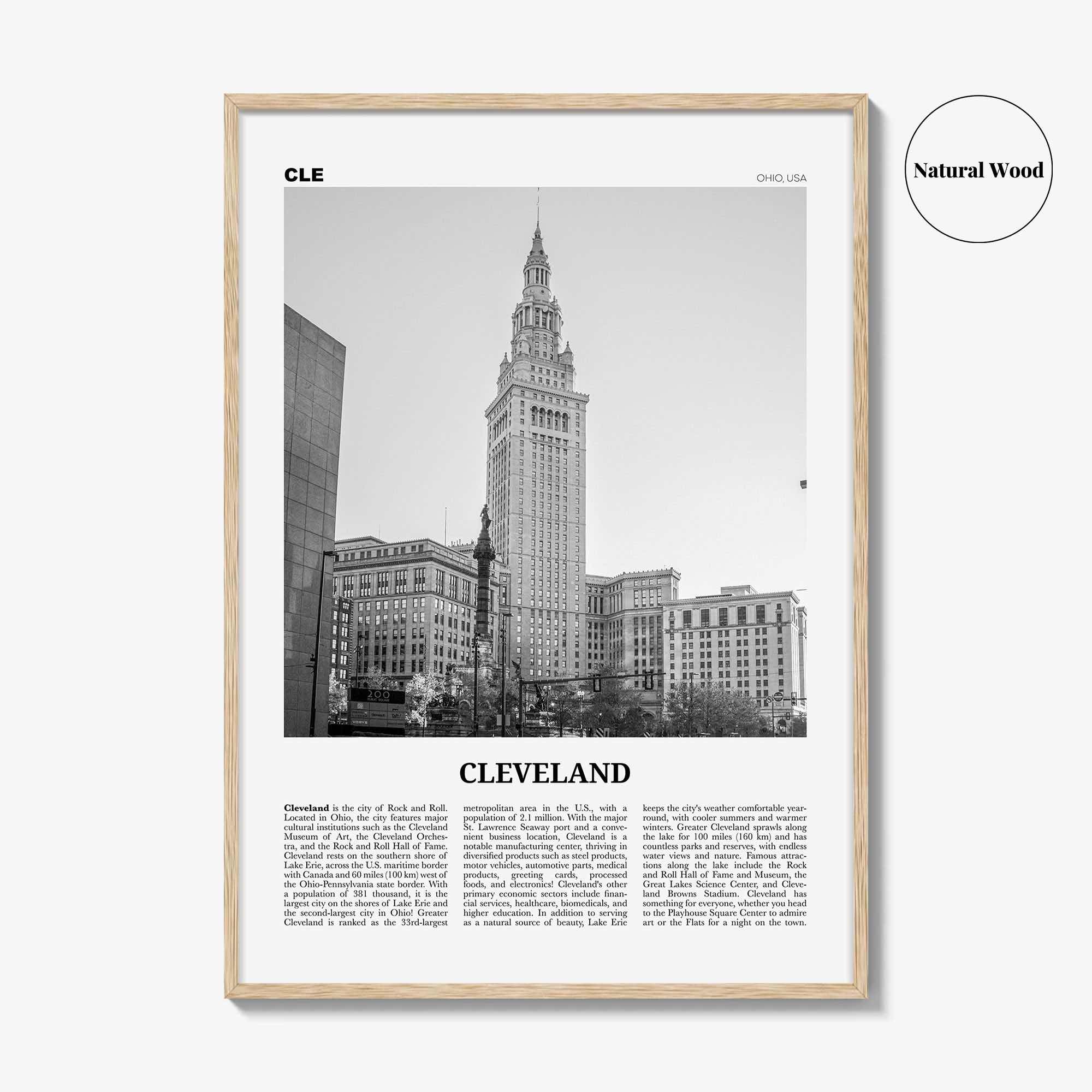 Cleveland Print Black and White No 3, Cleveland Wall Art, Cleveland Poster, Cleveland Photo, Ohio, USA, United States, North America