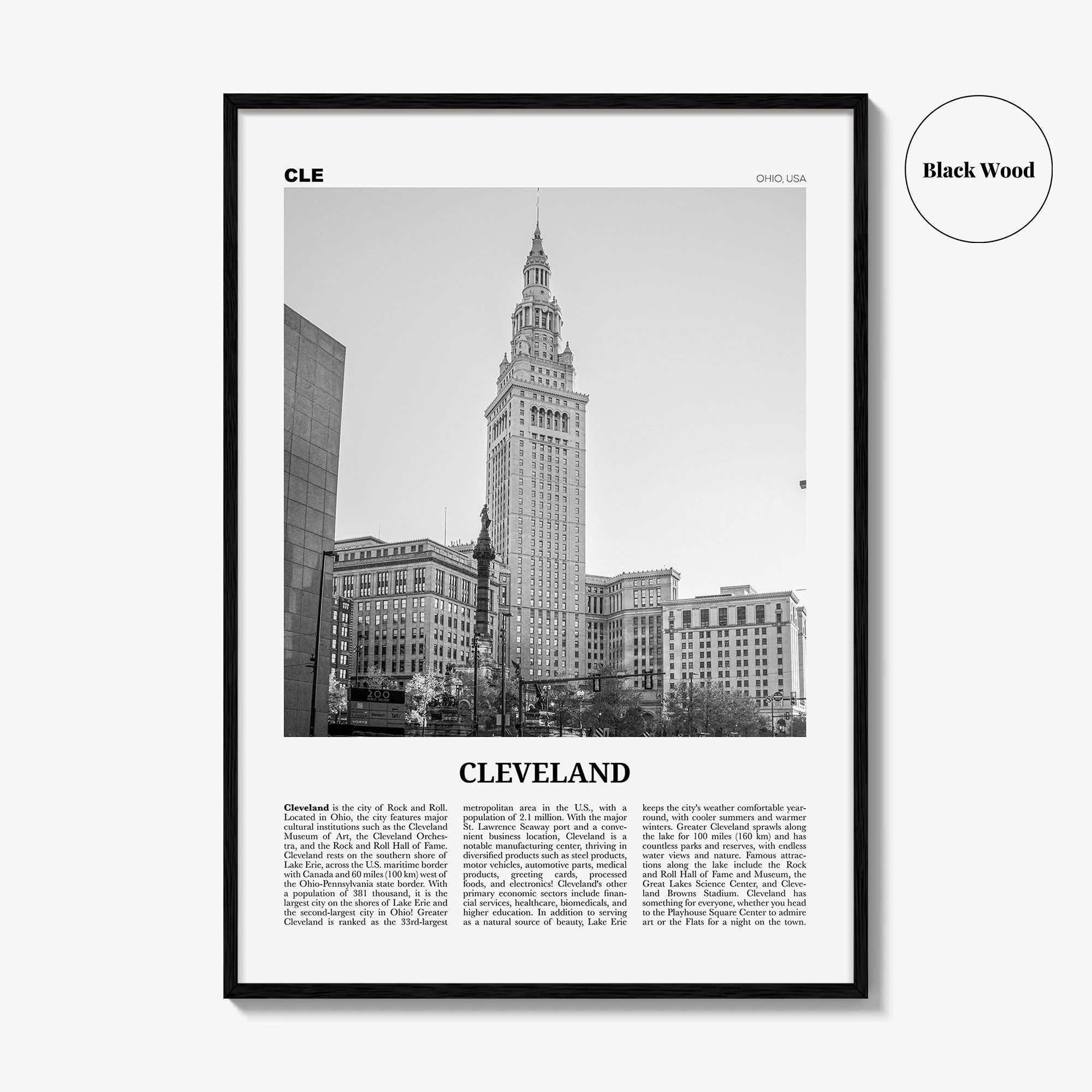 Cleveland Print Black and White No 3, Cleveland Wall Art, Cleveland Poster, Cleveland Photo, Ohio, USA, United States, North America