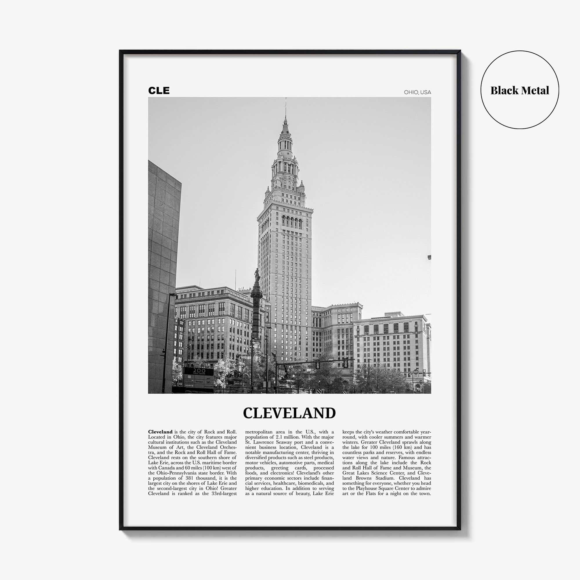 Cleveland Print Black and White No 3, Cleveland Wall Art, Cleveland Poster, Cleveland Photo, Ohio, USA, United States, North America