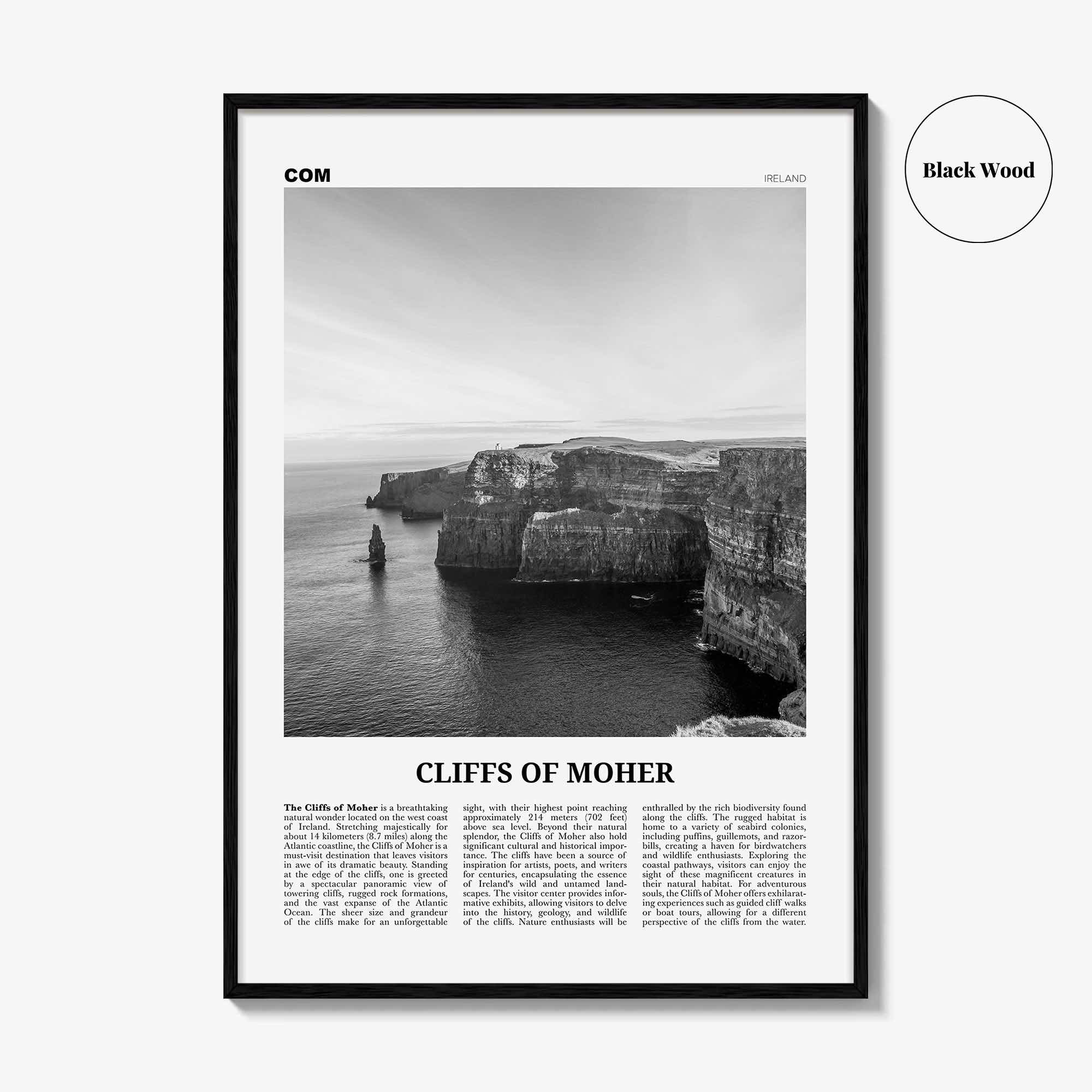 Cliffs of Moher Print Black and White, Cliffs of Moher Wall Art, Cliffs of Moher Poster, Cliffs of Moher Photo, Wall Décor, Ireland
