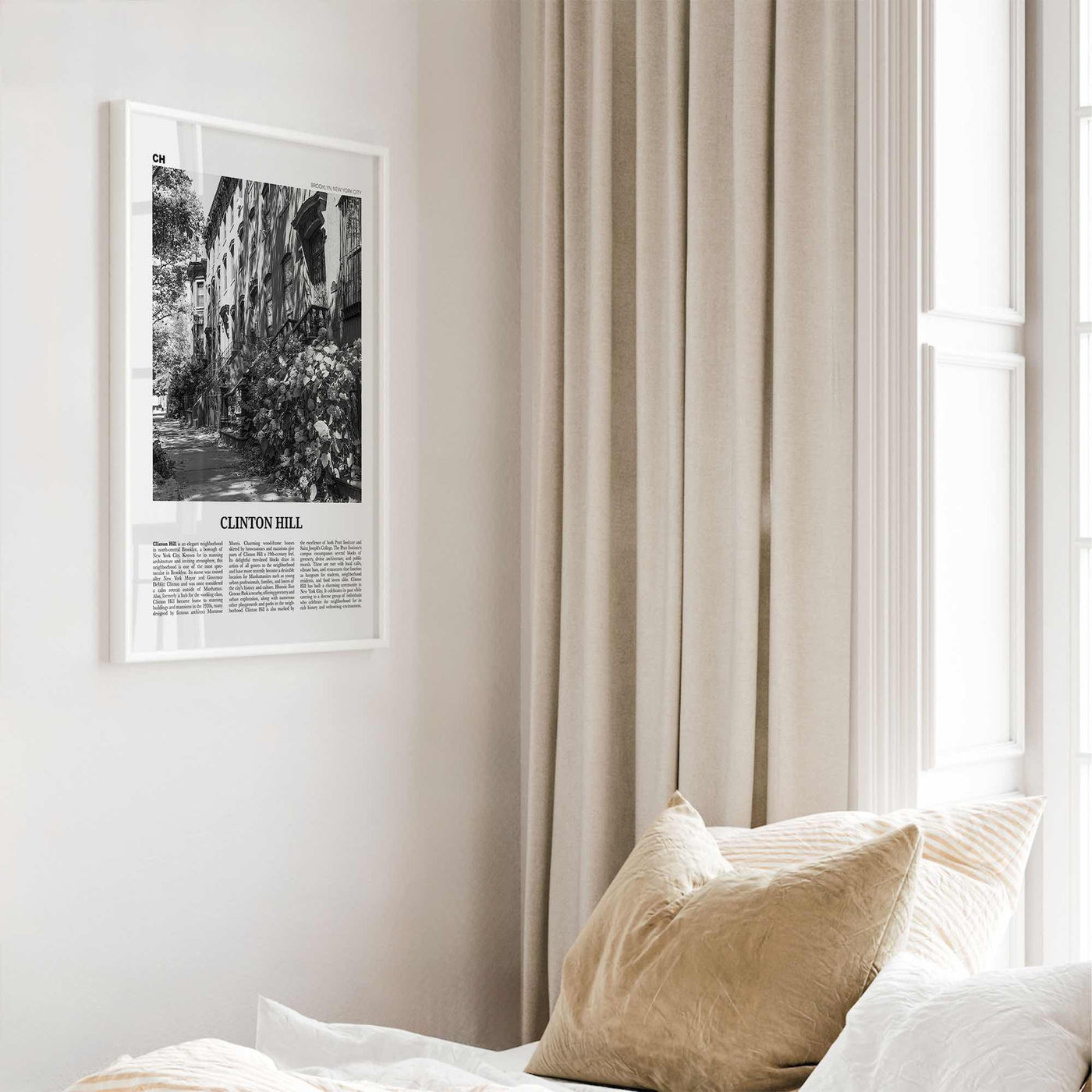 Clinton Hill Print Black and White, Clinton Hill Art, Clinton Hill Poster, Clinton Hill Photo, Clinton Hill Wall Décor, Clinton Hill Map