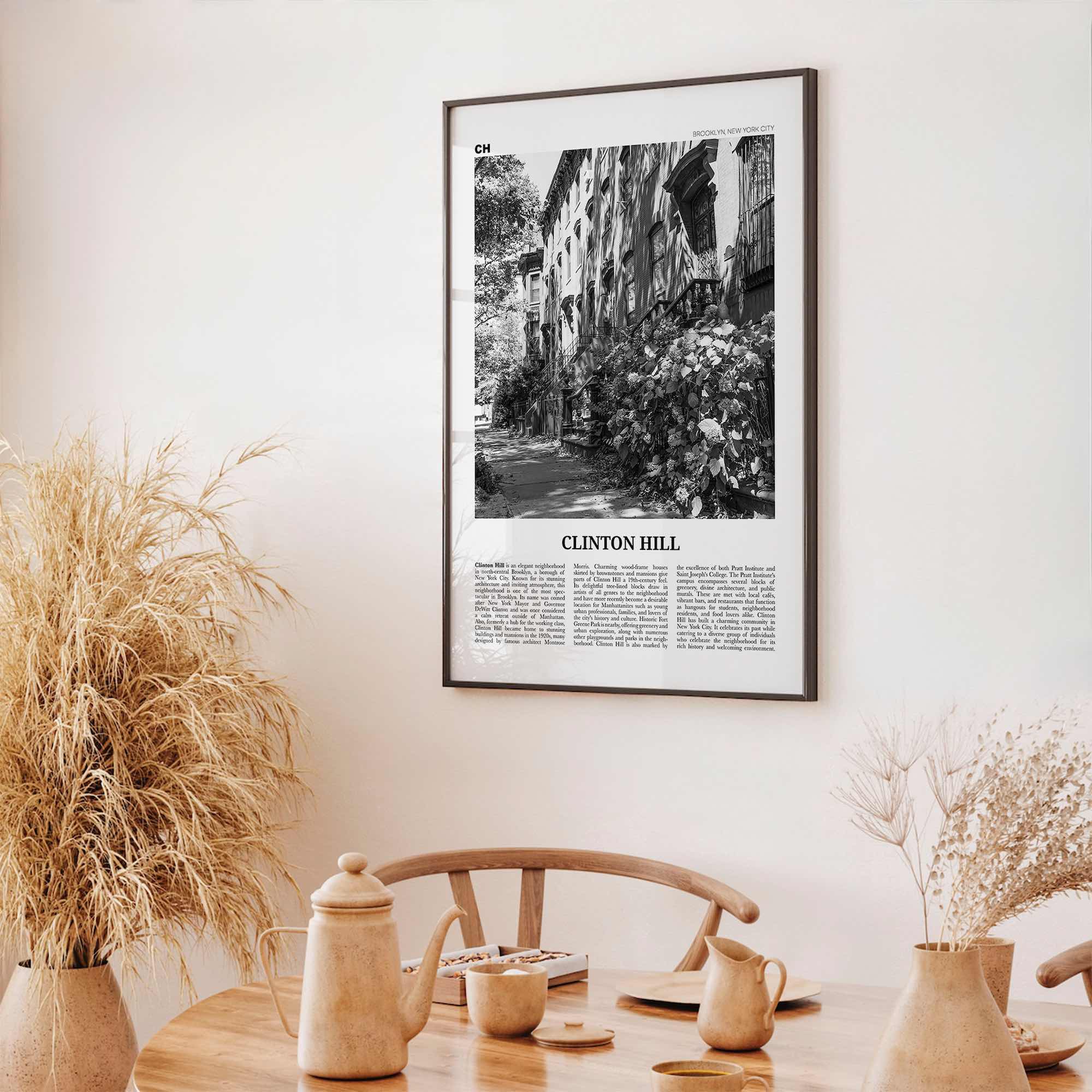 Clinton Hill Print Black and White, Clinton Hill Art, Clinton Hill Poster, Clinton Hill Photo, Clinton Hill Wall Décor, Clinton Hill Map