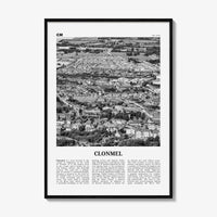 Clonmel Print Black and White, Clonmel Wall Art, Clonmel Poster, Clonmel Photo, Clonmel Wall Décor, Clonmel Map