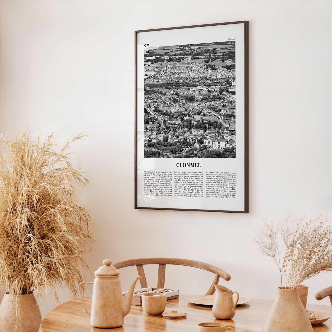 Clonmel Print Black and White, Clonmel Wall Art, Clonmel Poster, Clonmel Photo, Clonmel Wall Décor, Clonmel Map