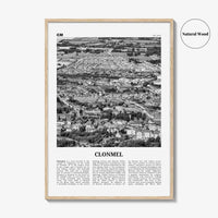 Clonmel Print Black and White, Clonmel Wall Art, Clonmel Poster, Clonmel Photo, Clonmel Wall Décor, Clonmel Map