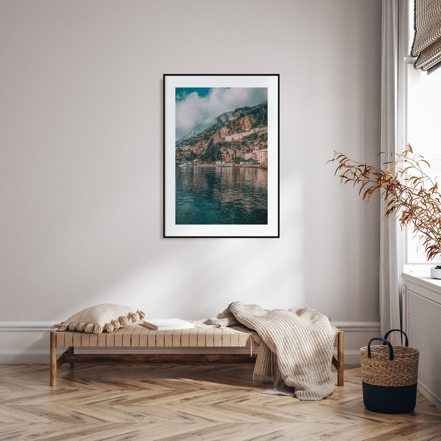 Cloudy Lake and Houses Photo Color Poster