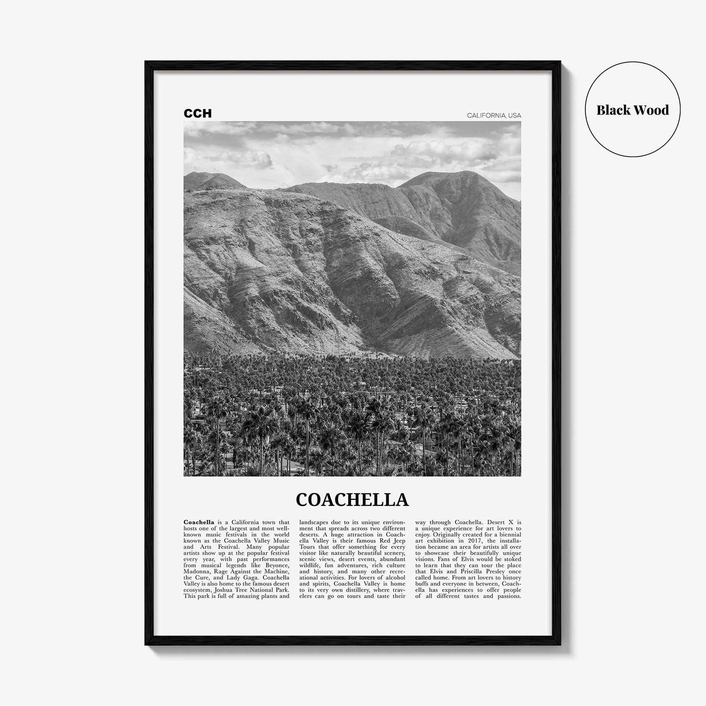 Coachella Print Black and White, Coachella Wall Art, Coachella Poster, Coachella Photo, Coachella Wall Décor, Coachella Map, United States