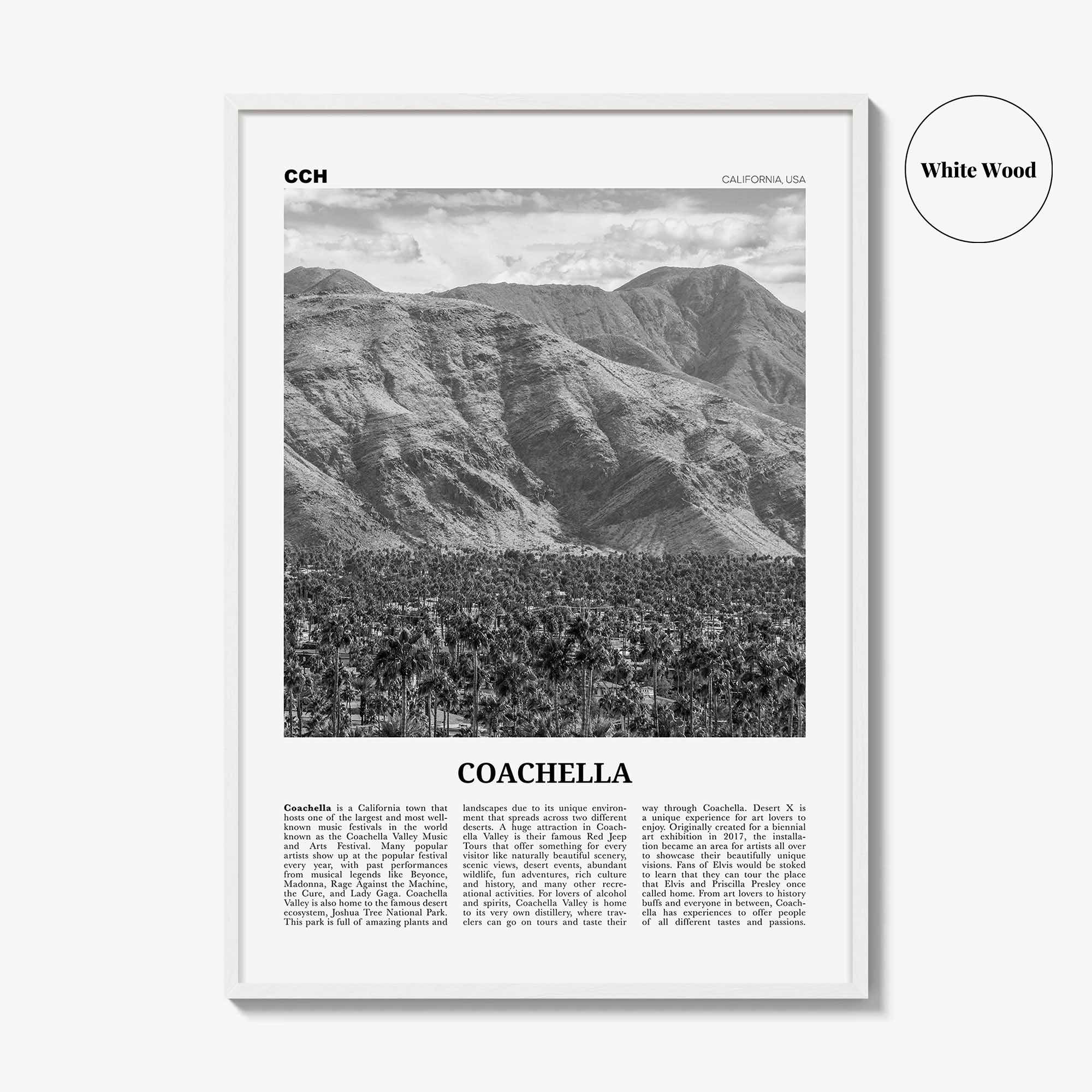 Coachella Print Black and White, Coachella Wall Art, Coachella Poster, Coachella Photo, Coachella Wall Décor, Coachella Map, United States