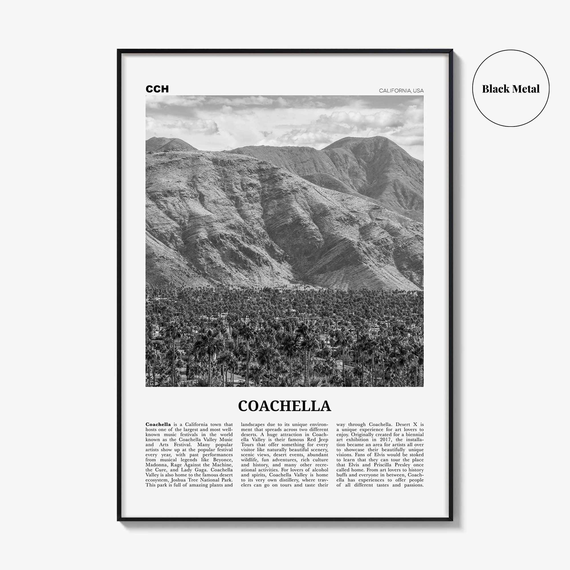 Coachella Print Black and White, Coachella Wall Art, Coachella Poster, Coachella Photo, Coachella Wall Décor, Coachella Map, United States