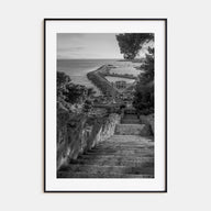 Coastline Stairway Photo B&W Poster