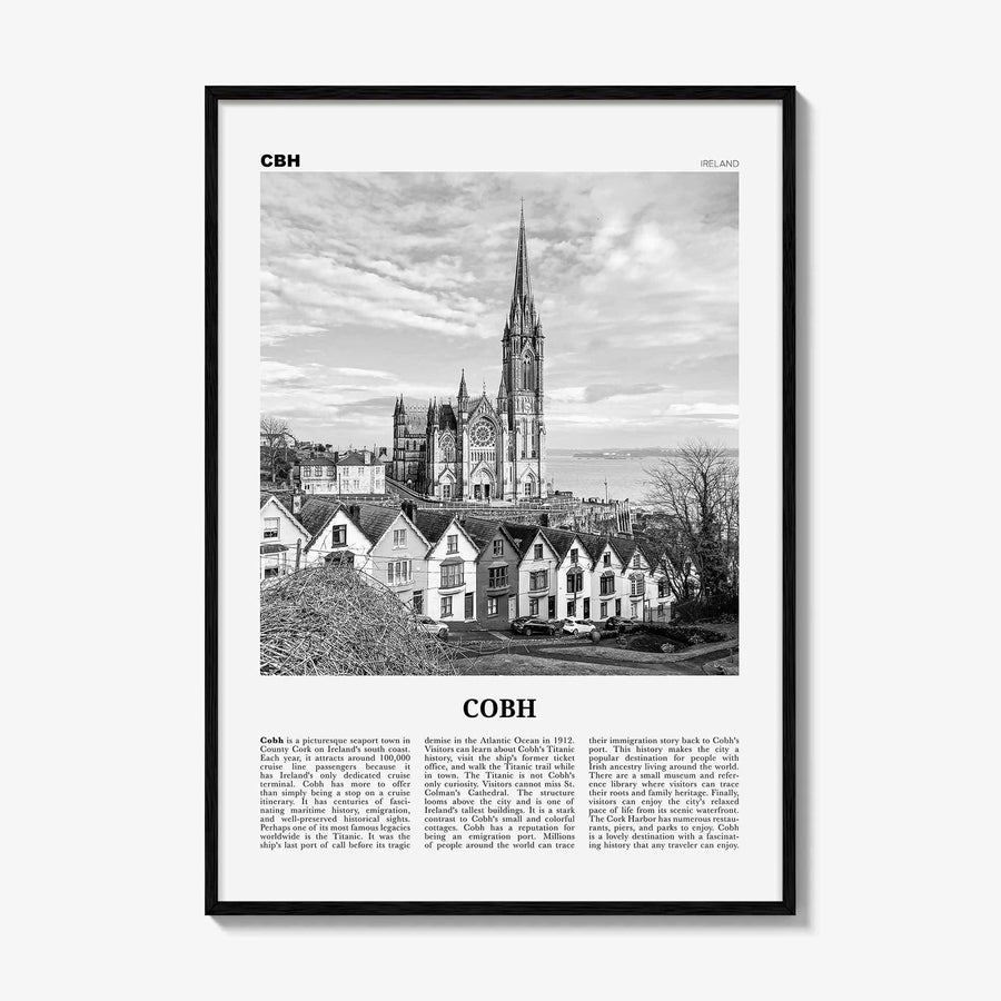 Cobh Print Black and White No 2, Cobh Wall Art, Cobh Poster, Cobh Photo, Cobh Wall Décor, Cóbh, Ireland, County Cork