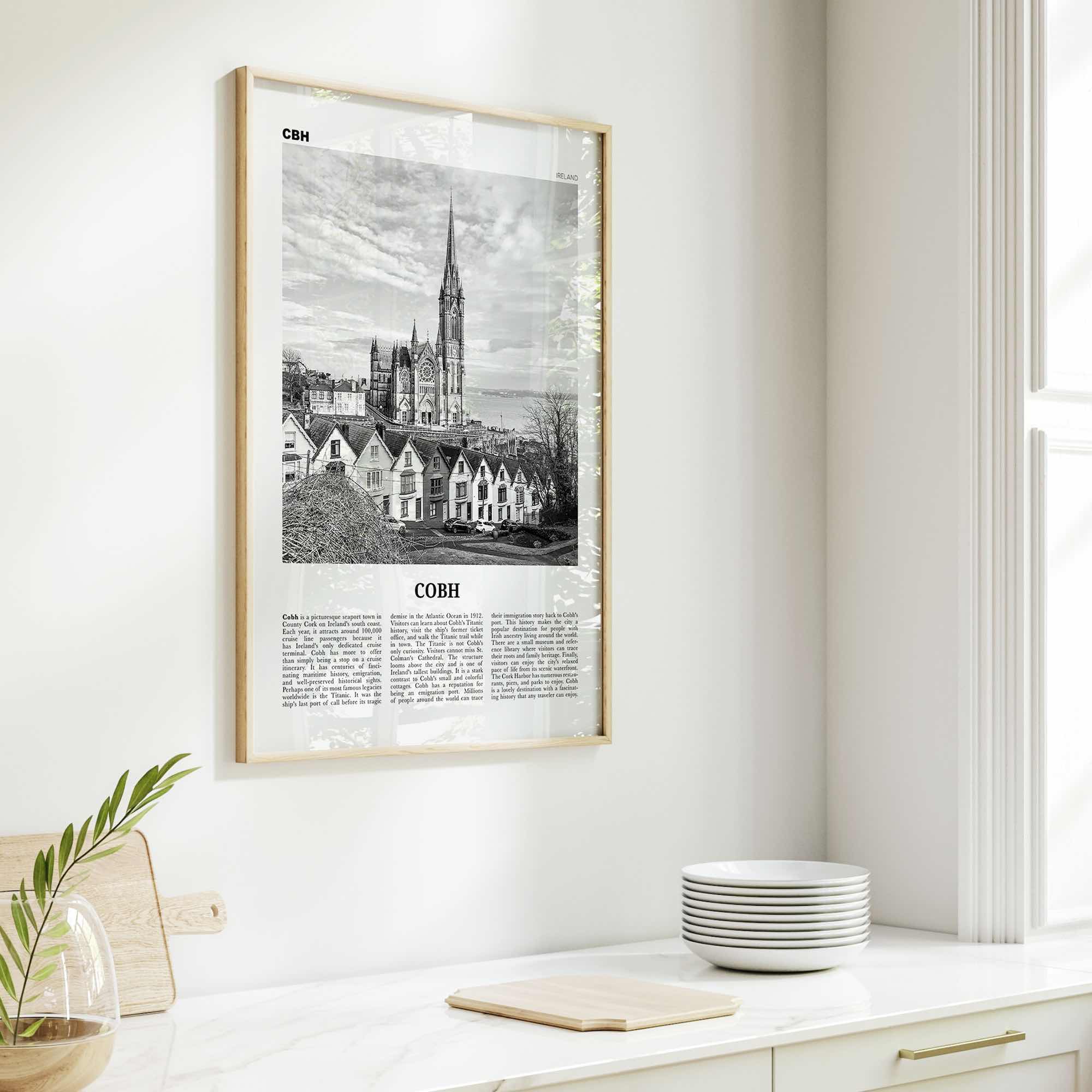 Cobh Print Black and White No 2, Cobh Wall Art, Cobh Poster, Cobh Photo, Cobh Wall Décor, Cóbh, Ireland, County Cork