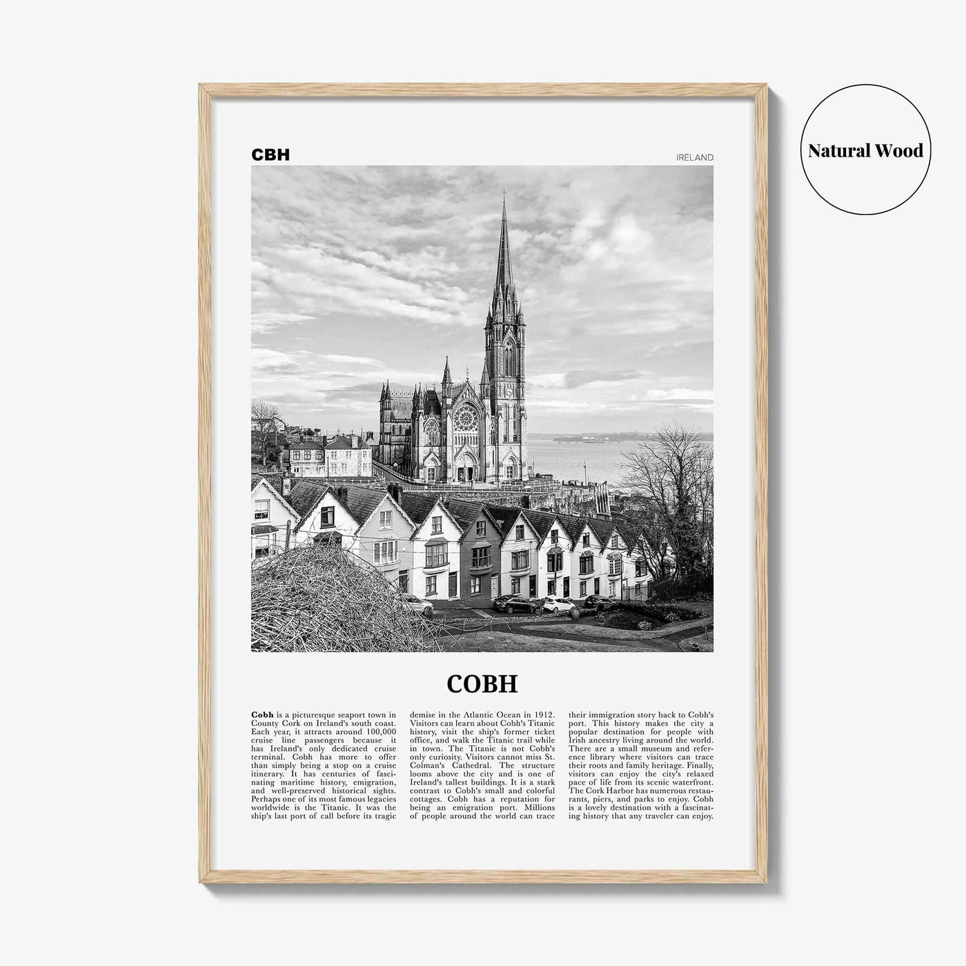 Cobh Print Black and White No 2, Cobh Wall Art, Cobh Poster, Cobh Photo, Cobh Wall Décor, Cóbh, Ireland, County Cork