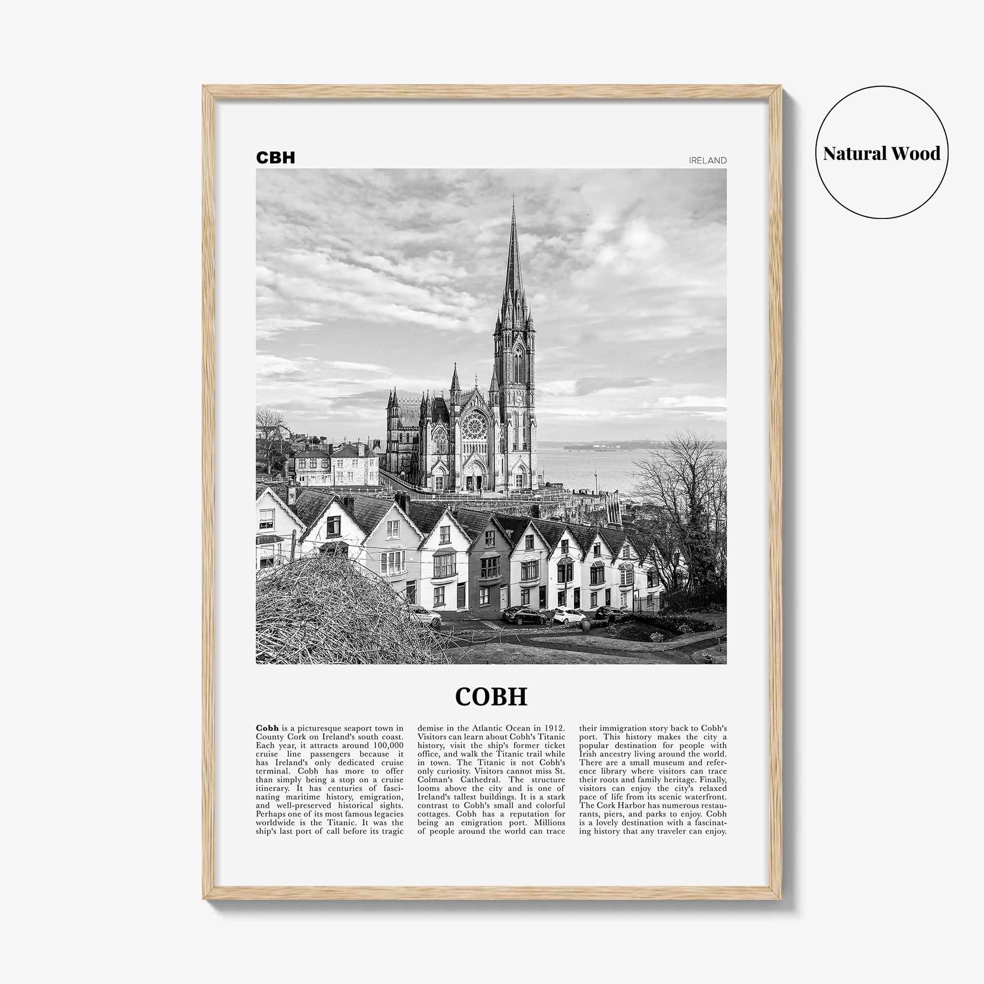 Cobh Print Black and White No 2, Cobh Wall Art, Cobh Poster, Cobh Photo, Cobh Wall Décor, Cóbh, Ireland, County Cork