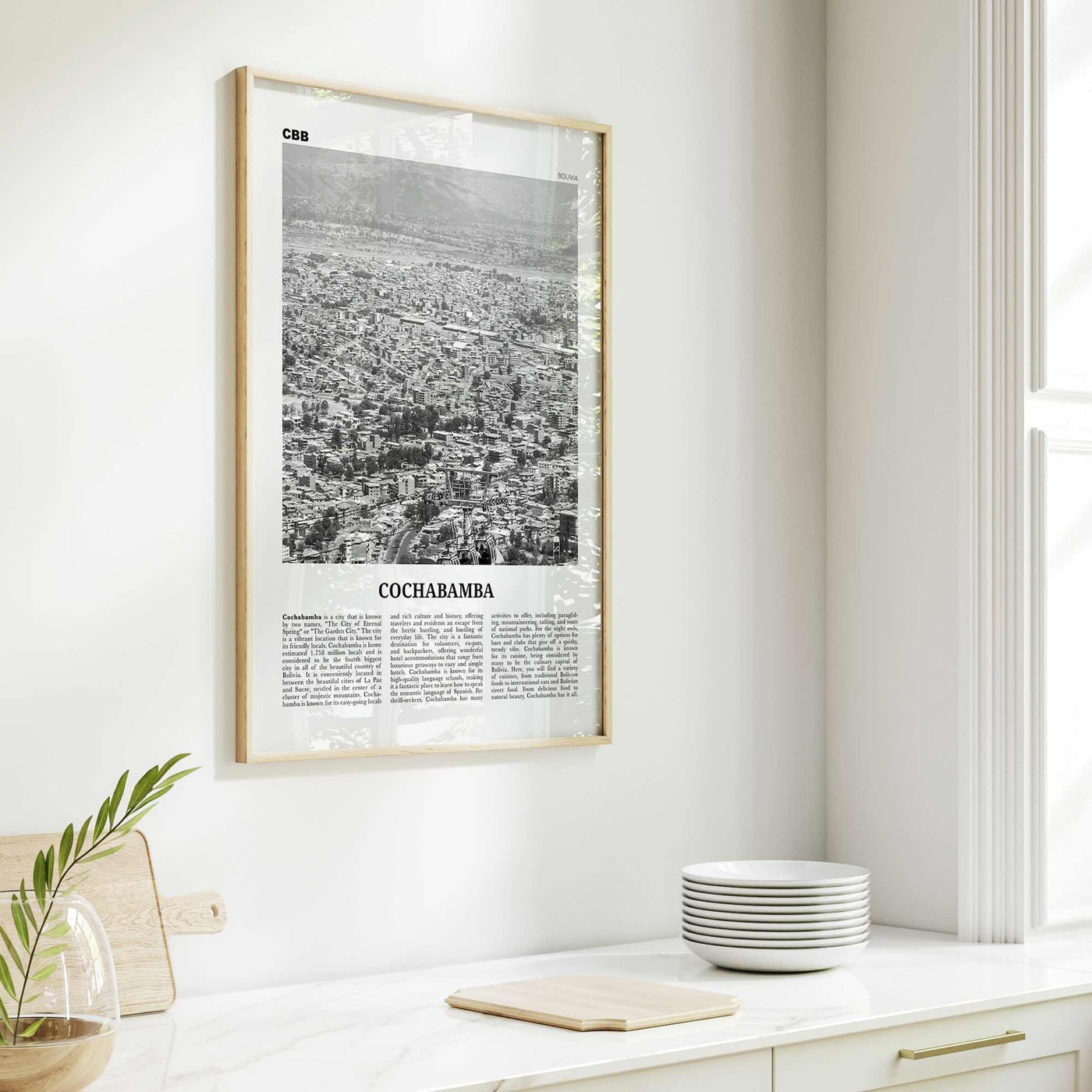 Cochabamba Print Black and White, Cochabamba Wall Art, Cochabamba Poster, Cochabamba Photo, Cochabamba Wall Décor, Bolivia