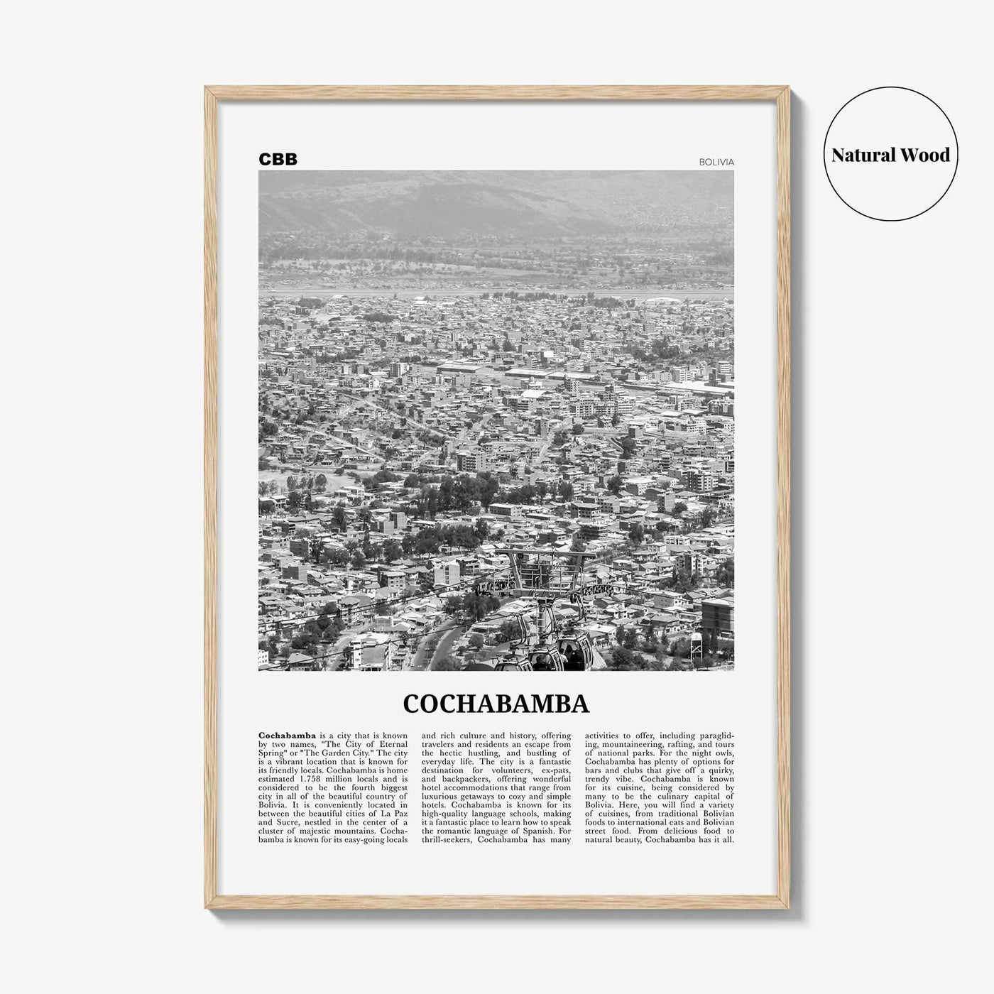 Cochabamba Print Black and White, Cochabamba Wall Art, Cochabamba Poster, Cochabamba Photo, Cochabamba Wall Décor, Bolivia