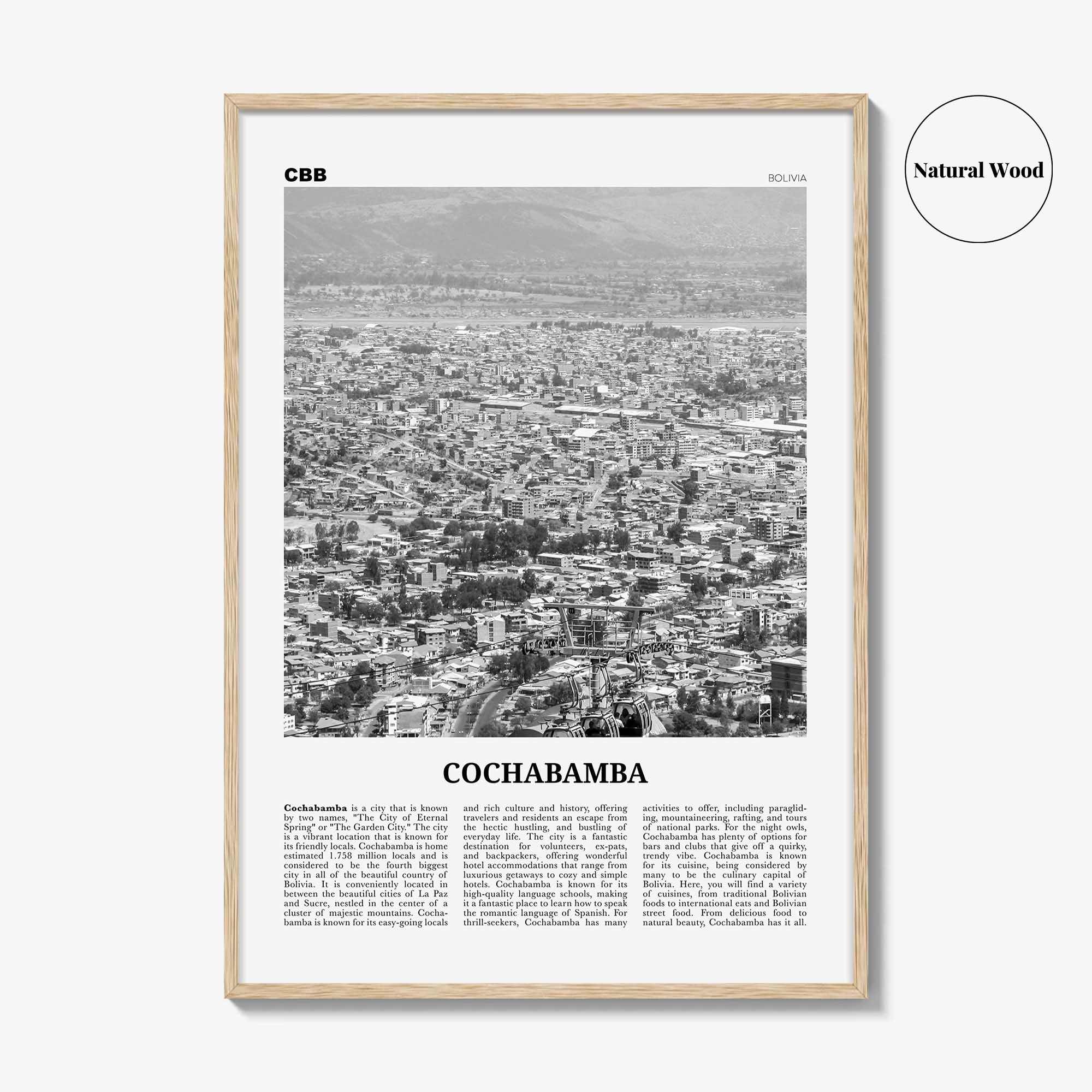 Cochabamba Print Black and White, Cochabamba Wall Art, Cochabamba Poster, Cochabamba Photo, Cochabamba Wall Décor, Bolivia