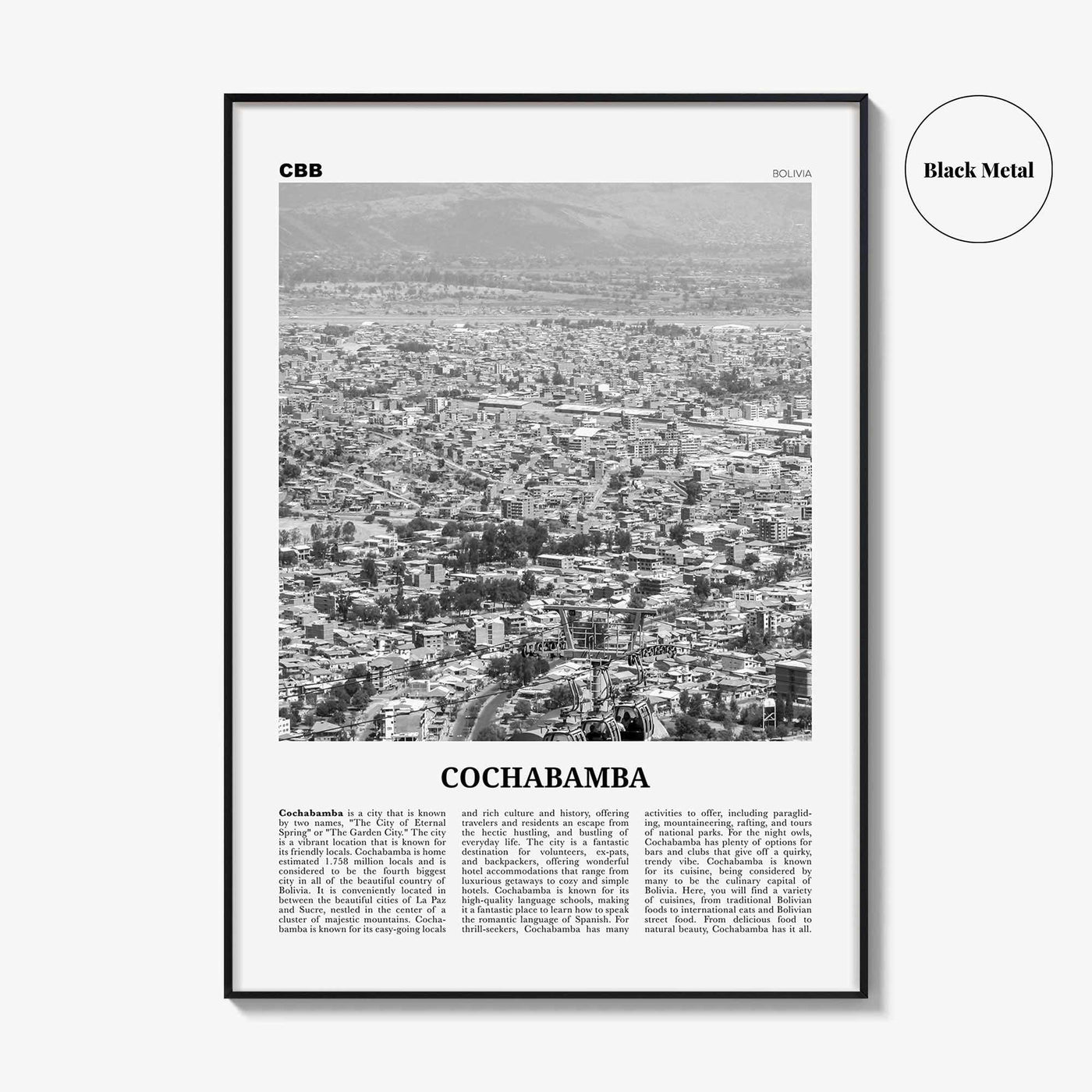 Cochabamba Print Black and White, Cochabamba Wall Art, Cochabamba Poster, Cochabamba Photo, Cochabamba Wall Décor, Bolivia