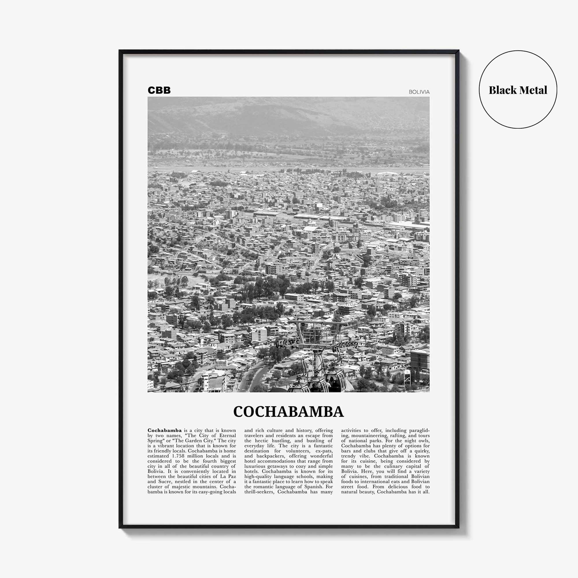 Cochabamba Print Black and White, Cochabamba Wall Art, Cochabamba Poster, Cochabamba Photo, Cochabamba Wall Décor, Bolivia